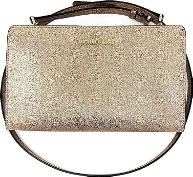 michael kors large crossbody clutch rose gold|Michael Kors metallic gold handbags.